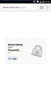 StonX richiede le credenziali per accedere alla gestione
