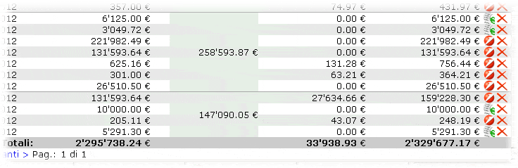 Il modulo fatturazione con i subtotali mensili - billing module - módulo de facturación