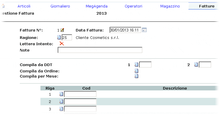 Creazione di un documento di fatturazione